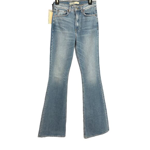 GRLFRND High Stretch Flare Jeans SIZE 24 Long Faded Light Button Fly $225 NEW - Picture 5 of 10